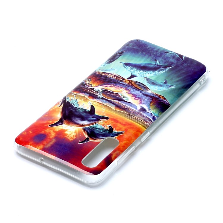 Pattern Printing IMD TPU Phone Casing for Samsung Galaxy A70 - Dolphins-4