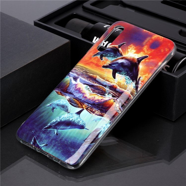 Pattern Printing IMD TPU Phone Casing for Samsung Galaxy A70 - Dolphins-5