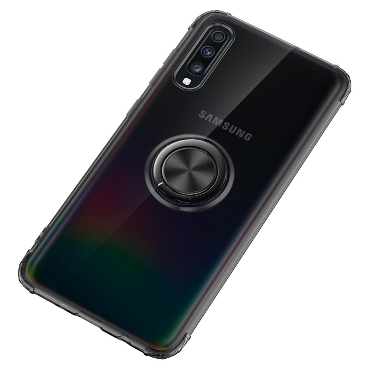 

Kickstand Clear TPU Phone Case for Samsung Galaxy A70 [Built-in Magnetic Metal Sheet] - Black, Galaxy A70