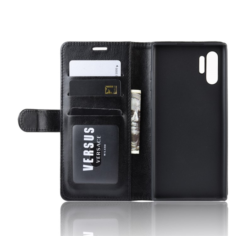 Etui Portefeuille En Cuir De Peau De Cheval Fou Pour Samsung Galaxy Note 10 Pro - Noir-5