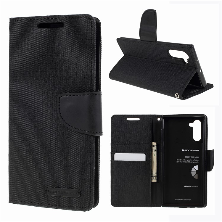 MERCURY GOOSPERY Canvas Leather Wallet Case for Samsung Galaxy Note 10 - Black-1