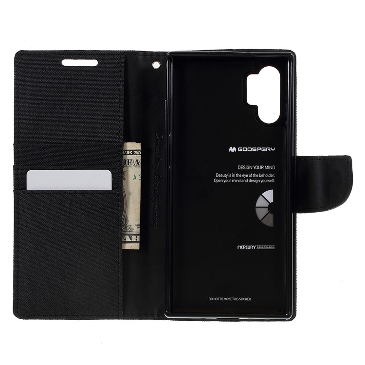 MERCURY GOOSPERY Canvas Diary Leather Mobile Phone Shell for Samsung Galaxy Note 10 Plus - Black-8