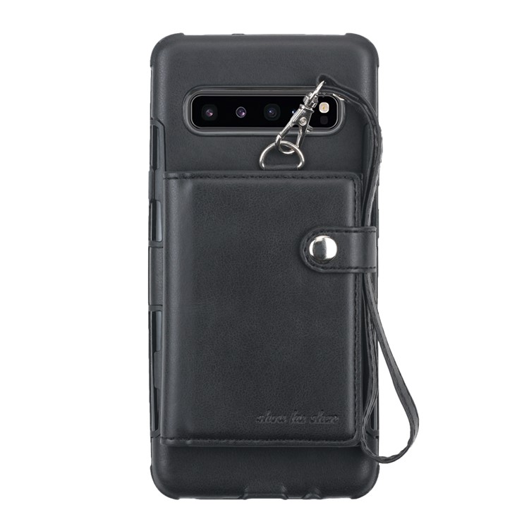 SHOUHUSHEN Phone Case for Samsung Galaxy S10 5G PU Leather Coated PC + TPU Combo Case with Card Slots - Black-2