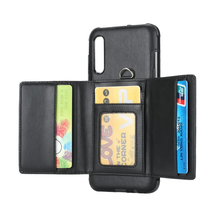 SHOUHUSHEN Multifunctional Card Slots PU Leather +PC + TPU Phone Case Cover for Samsung Galaxy A70 - Black-3