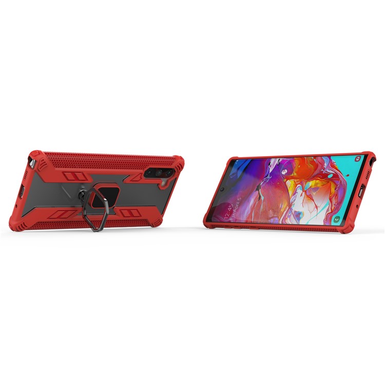 Style Hybride Boîtier De Téléphone Hybride PC + TPU Style Guerrier Avec Béquille Pour Samsung Galaxy Note 10 - Rouge-3