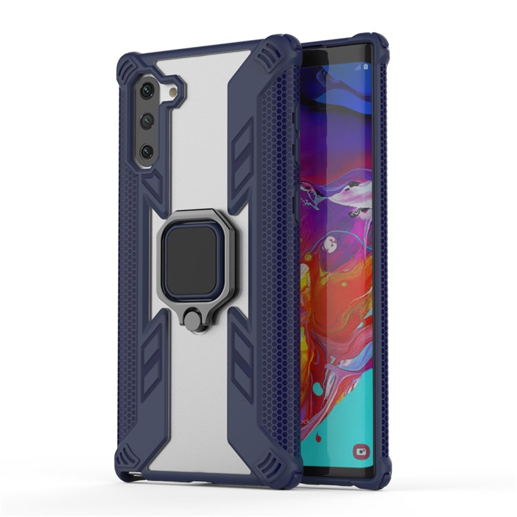 Style Hybride Boîtier De Téléphone Hybride PC + TPU Style Guerrier Avec Béquille Pour Samsung Galaxy Note 10 - Bleu-1