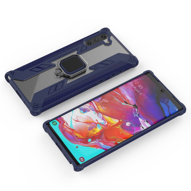 Style Hybride Boîtier De Téléphone Hybride PC + TPU Style Guerrier Avec Béquille Pour Samsung Galaxy Note 10 - Bleu-2