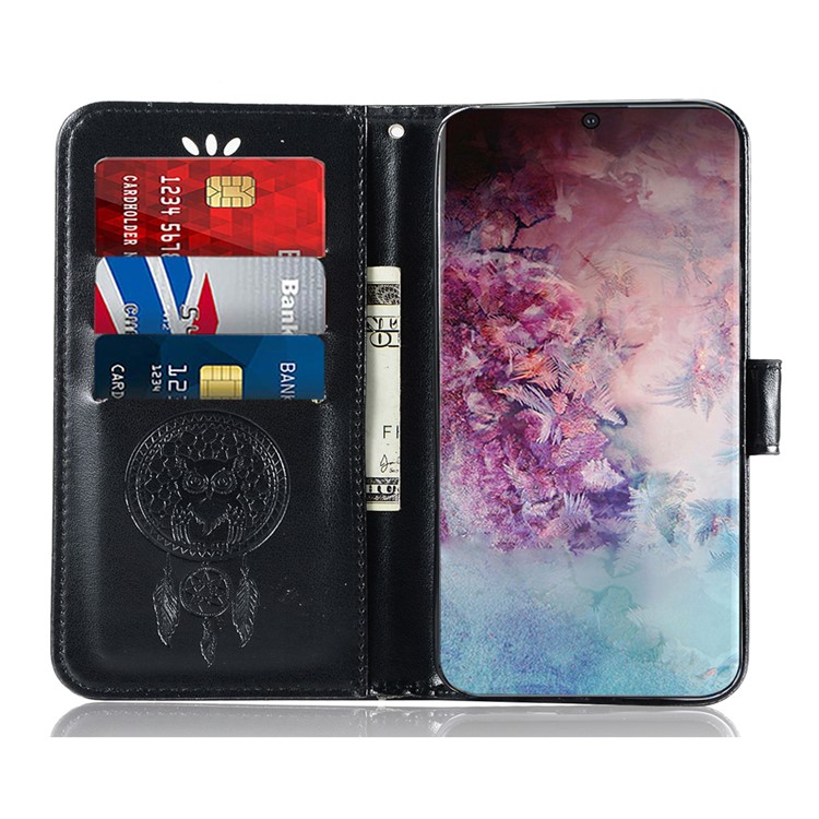 Imprinted Dream Catcher Owl Leather Wallet Phone Case for Samsung Galaxy Note 10 Pro/Note 10 Plus - Black-5