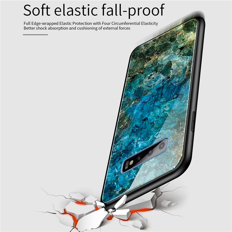 Gradient Color Tempered Glass + PC + TPU Hybrid Case for Samsung Galaxy S10e - Emerald-3