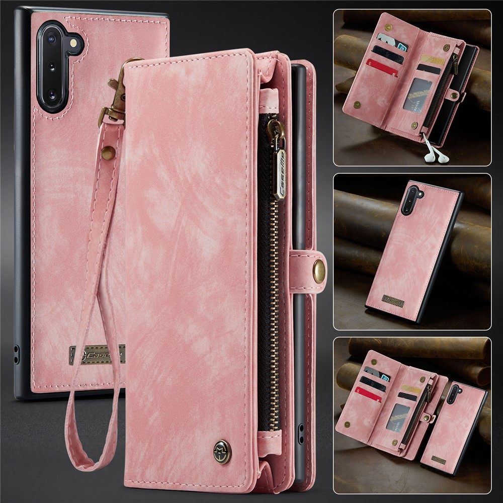 CASEME 008 Series for Samsung Galaxy Note 10 / Note 10 5G PU Leather Wallet Case Multi-function Magnetic Detachable Stand Phone Cover - Pink