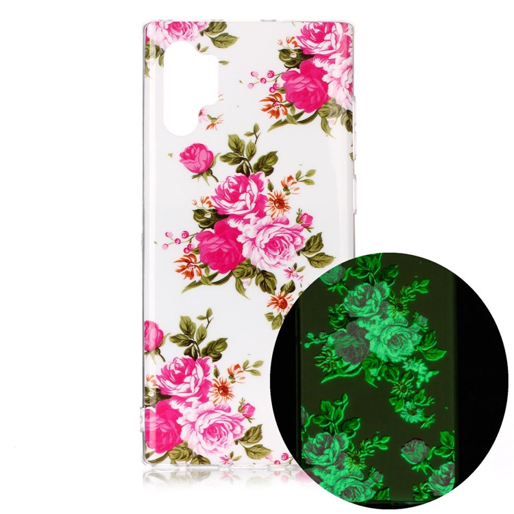 Stampa Motivi Noctilucenti IMD TPU Cover Cover Telef Shell Per Samsung Galaxy Note 10 Plus/Note 10 Plus 5G - Fiori Vividi