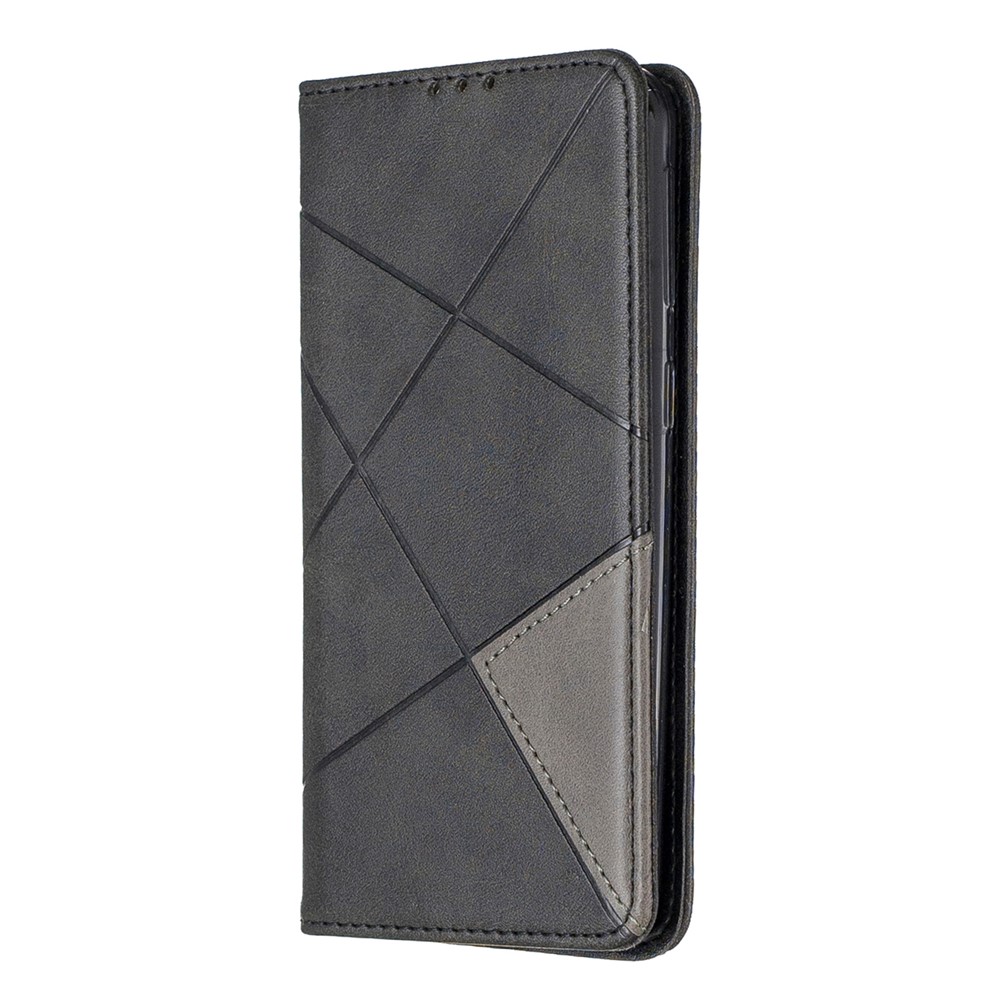 Geometric Pattern Leather Phone Casing for Samsung Galaxy A40 - Black-2
