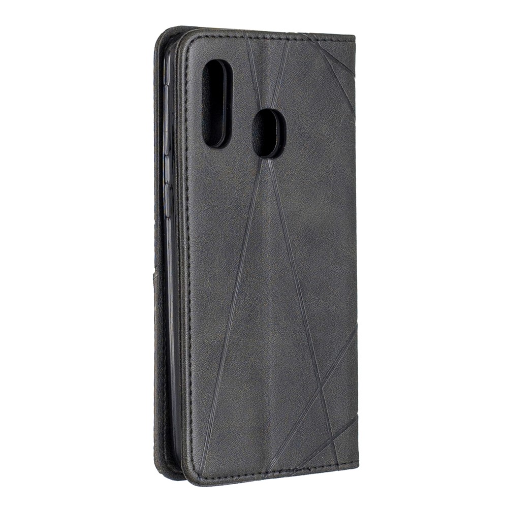 Geometric Pattern Leather Phone Casing for Samsung Galaxy A40 - Black-3