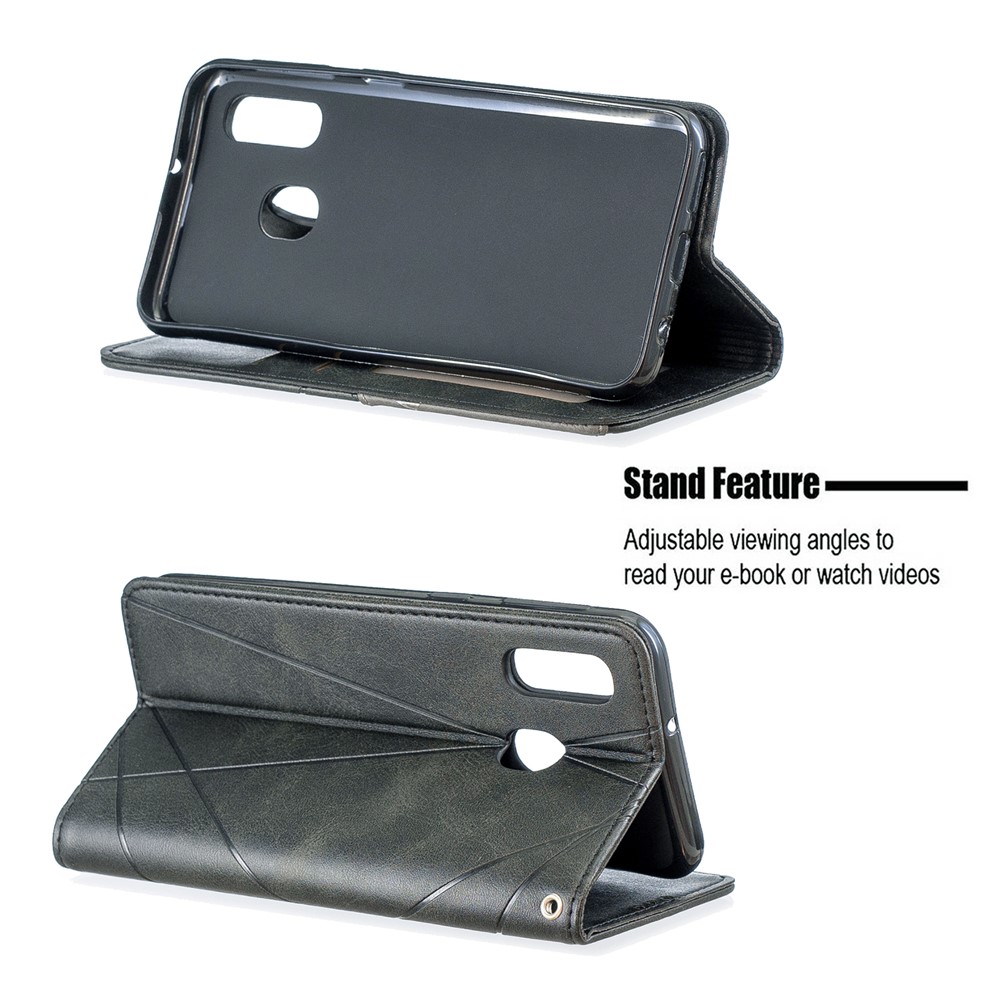 Geometric Pattern Leather Phone Casing for Samsung Galaxy A40 - Black-5
