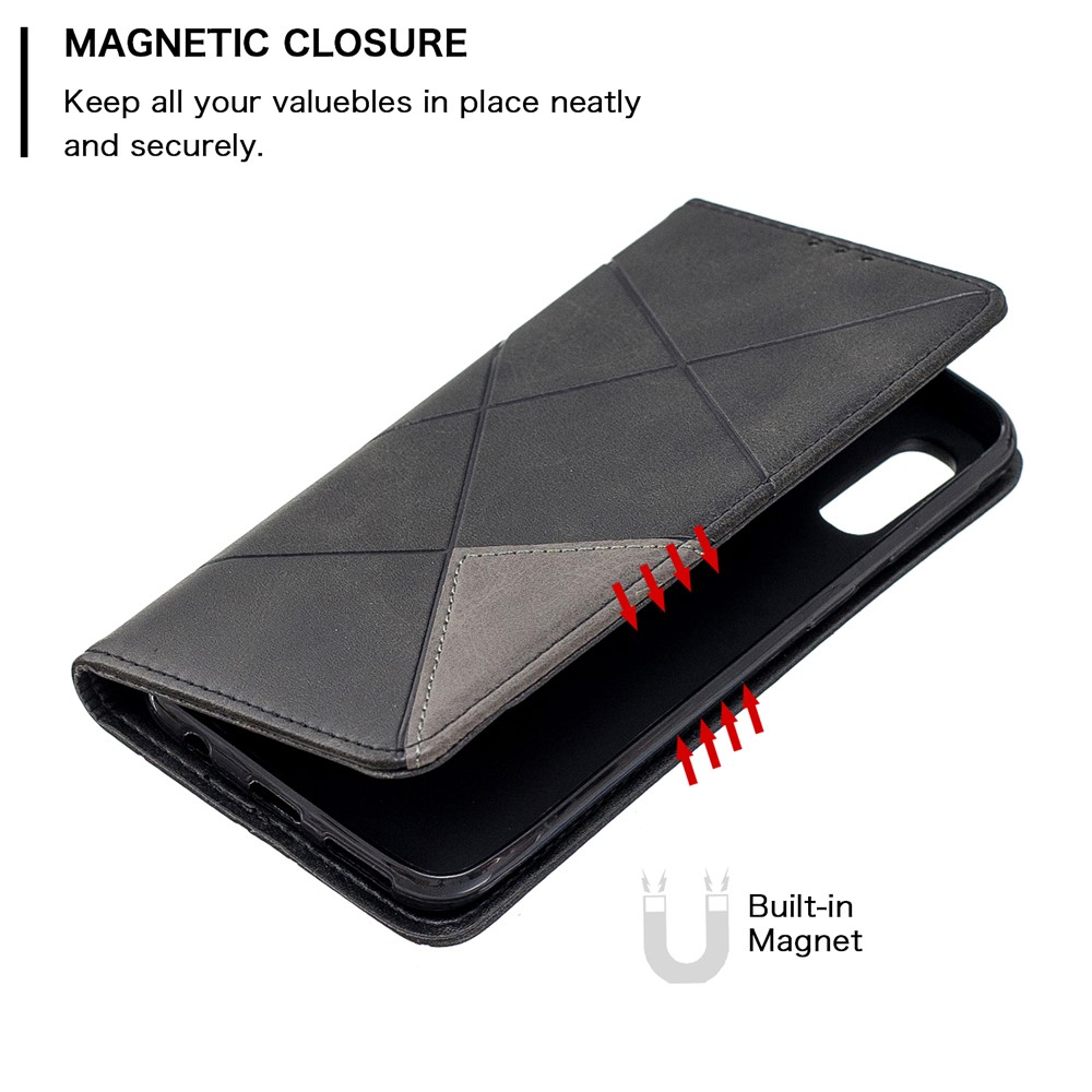Geometric Pattern Leather Phone Casing for Samsung Galaxy A40 - Black-6