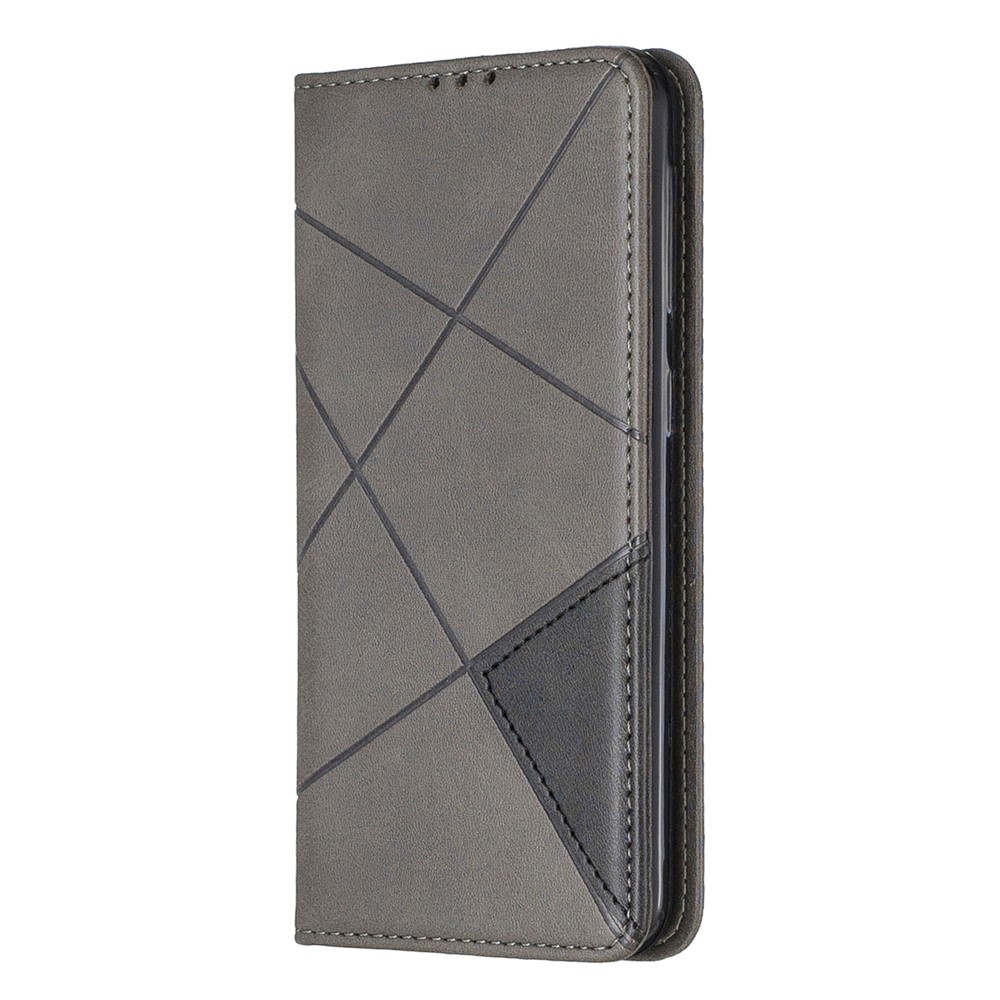 Funda De Cuero Con Ranuras Para Tarjetas De Patrones Geométricos Para Samsung Galaxy A20e / A10e - Gris-2