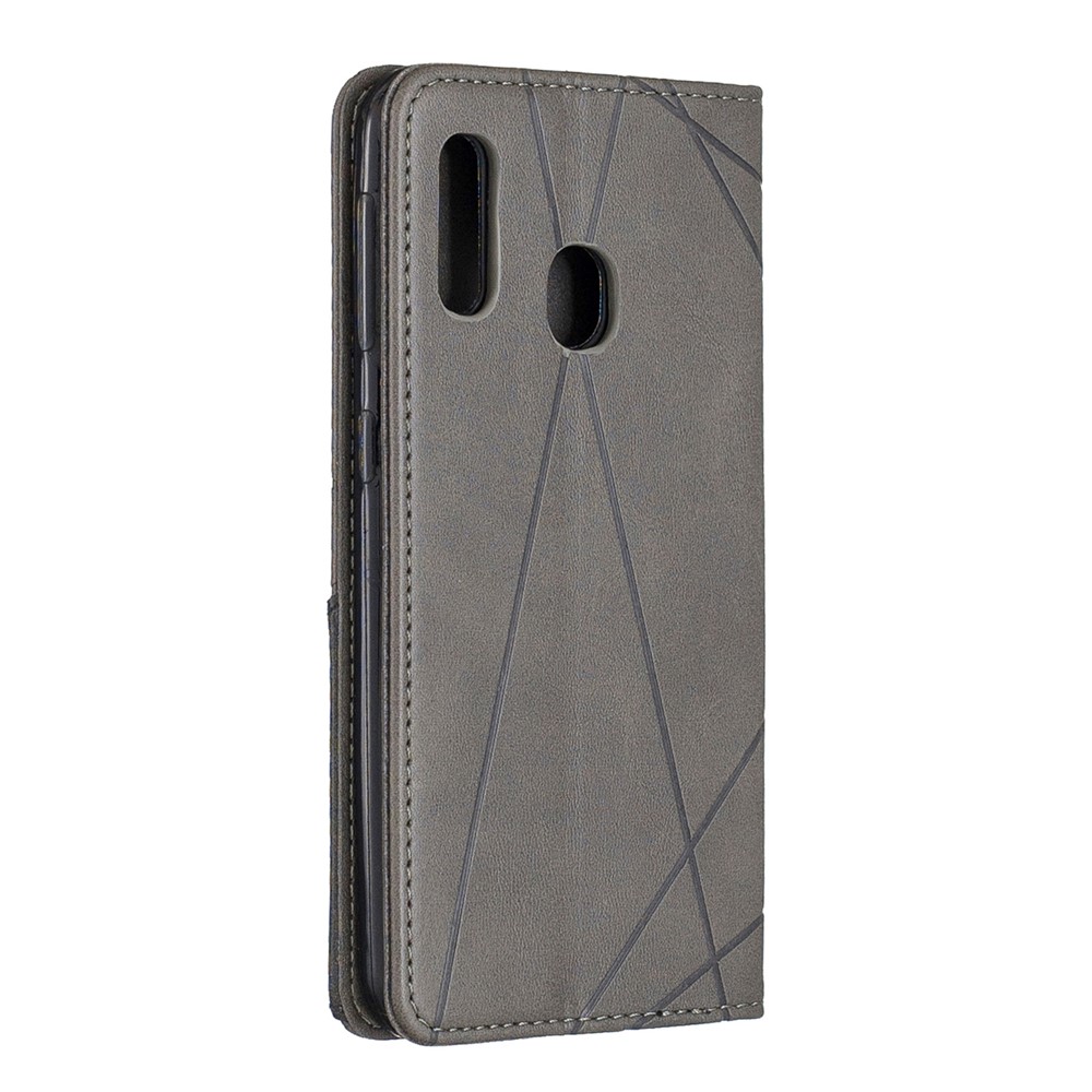 Funda De Cuero Con Ranuras Para Tarjetas De Patrones Geométricos Para Samsung Galaxy A20e / A10e - Gris-3