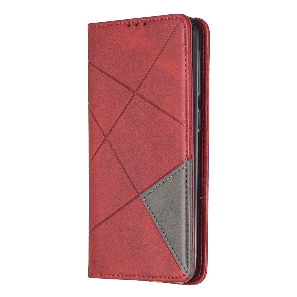 Geometric Pattern Card Slots Leather Case for Samsung Galaxy A20e/A10e - Red-2