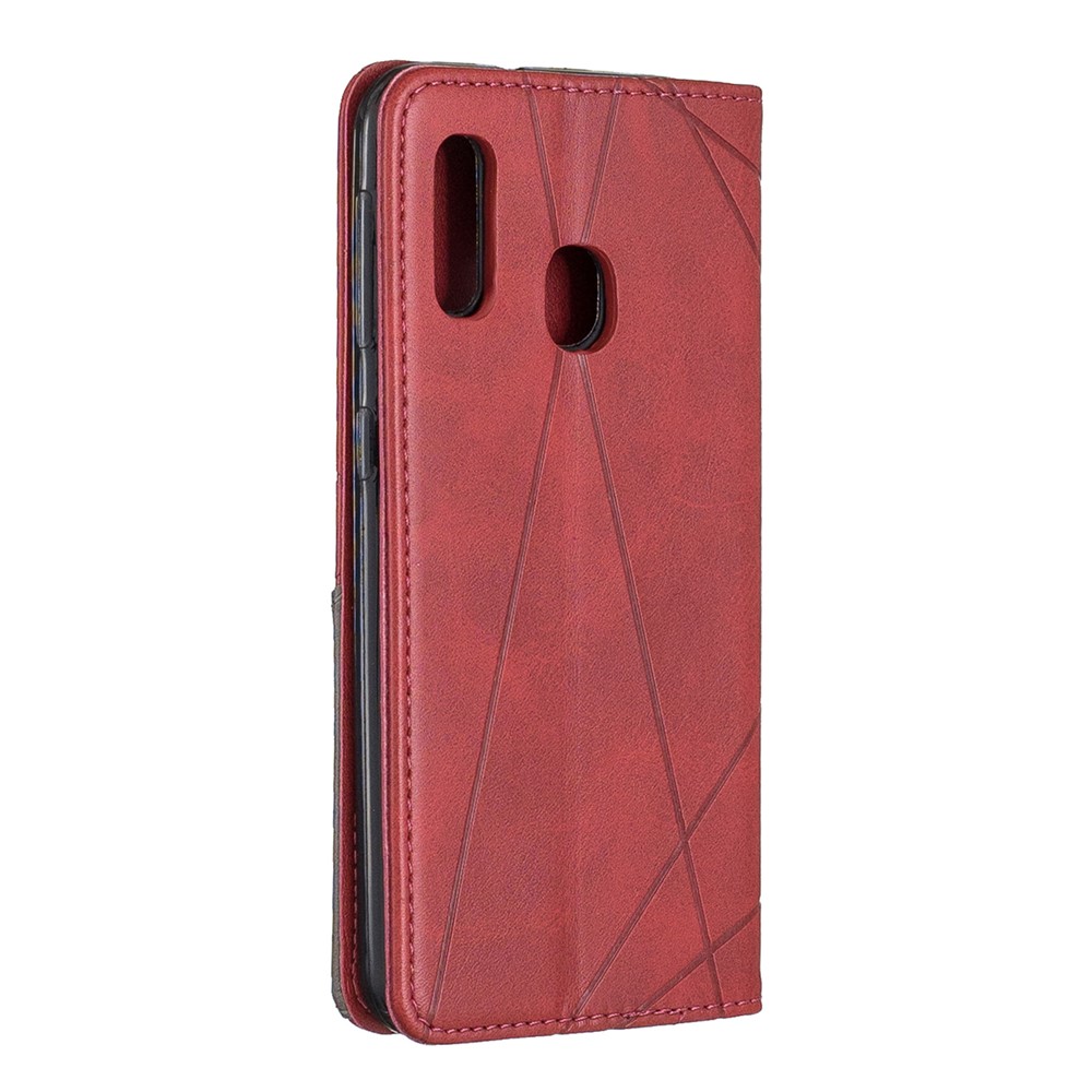Geometric Pattern Card Slots Leather Case for Samsung Galaxy A20e/A10e - Red-3
