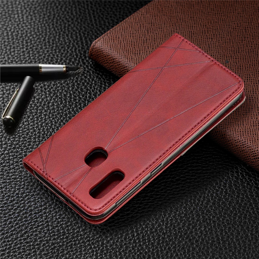 Geometric Pattern Card Slots Leather Case for Samsung Galaxy A20e/A10e - Red-9