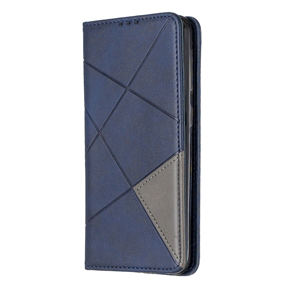 Ranuras de Tarjetas de Patrón Geométrico Case de Cuero Para Samsung Galaxy A20e/a10e - Azul