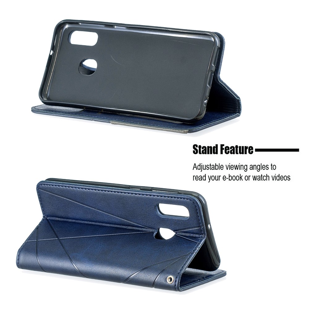 Geometric Pattern Card Slots Leather Case for Samsung Galaxy A20e/A10e - Blue-5