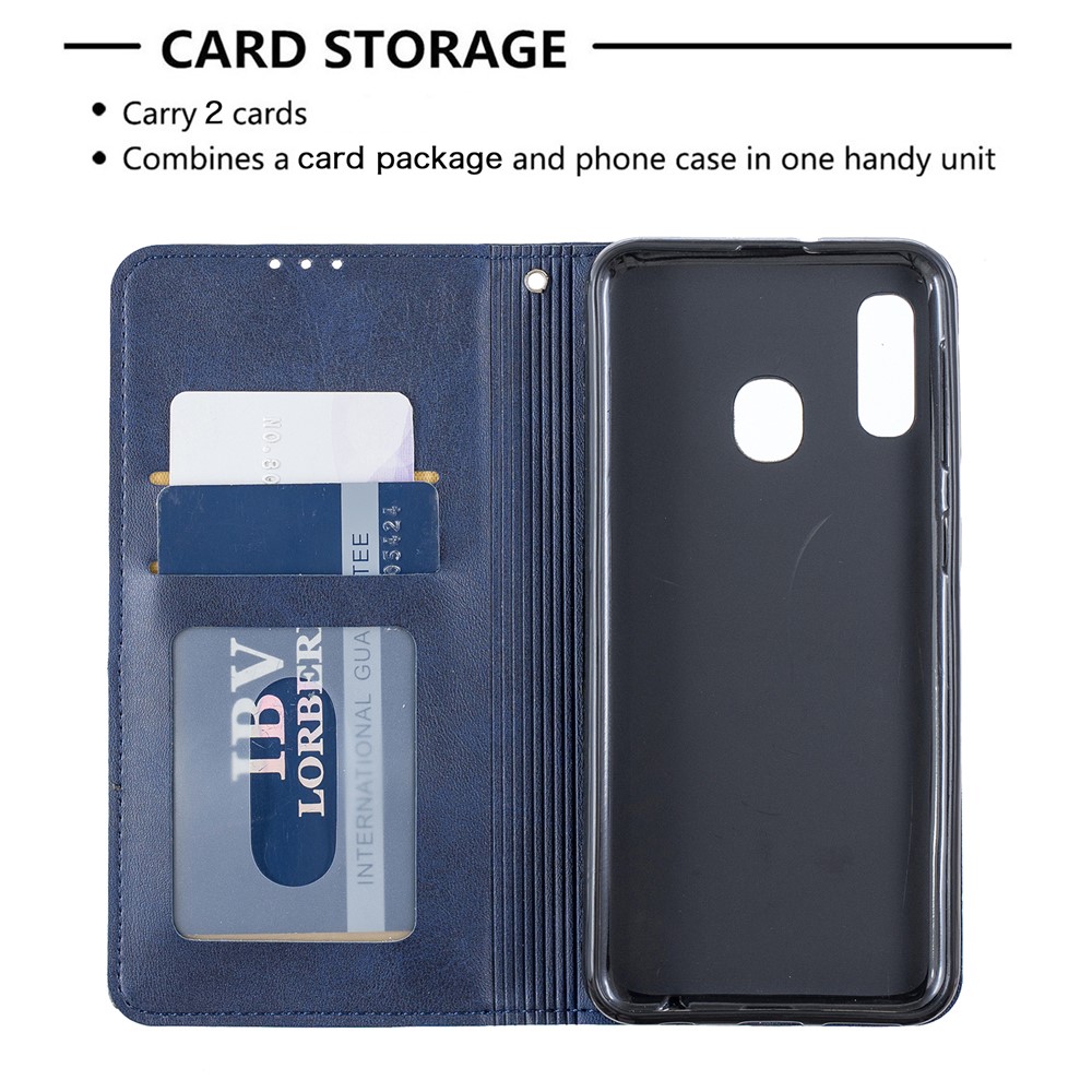 Geometric Pattern Card Slots Leather Case for Samsung Galaxy A20e/A10e - Blue-7