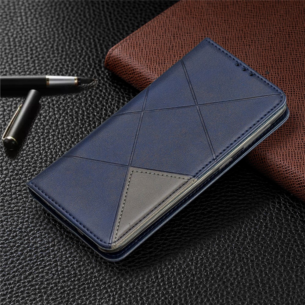 Geometric Pattern Card Slots Leather Case for Samsung Galaxy A20e/A10e - Blue-8
