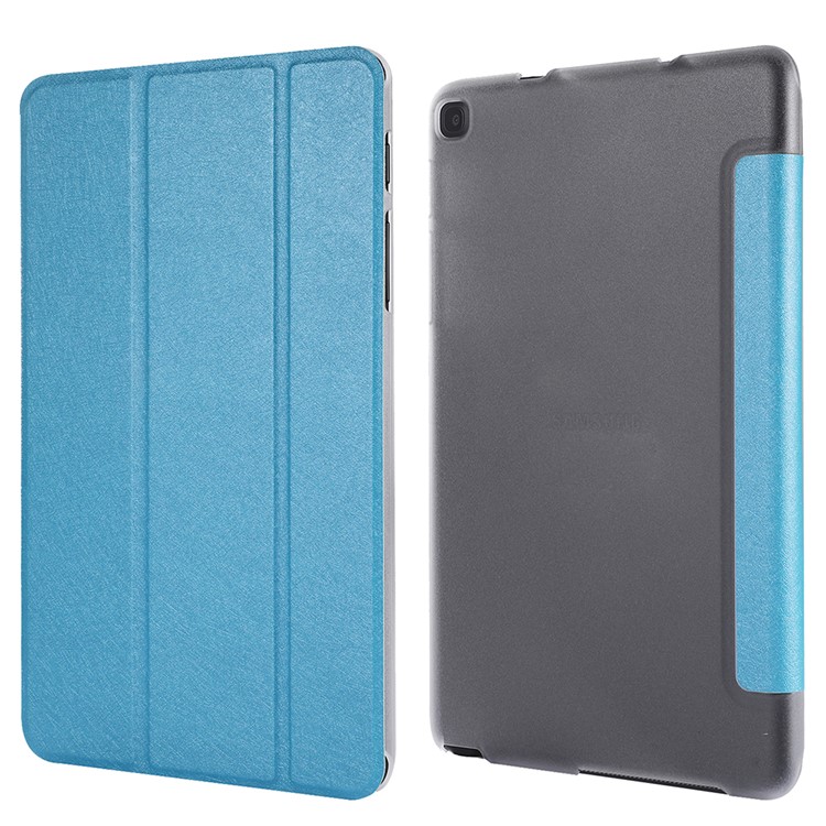 Silk Texture Tri-fold Stand Leather Case for Samsung Galaxy Tab A 8.0 (2019) - Dark Blue-4