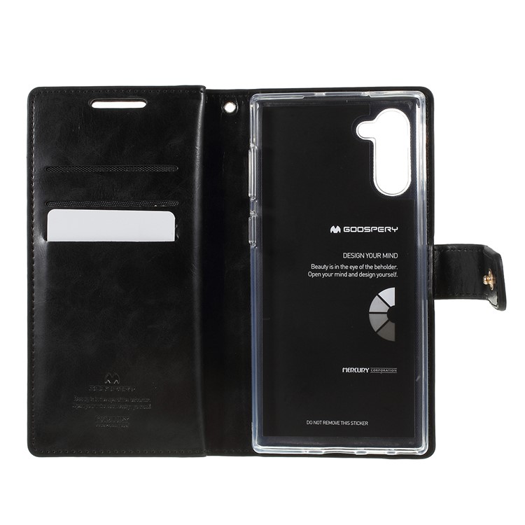 MERCURY GOOSPERY Mansoor Estilo Carteira PU Couro Cobrindo Para Samsung Galaxy Note 10 - Preto-7