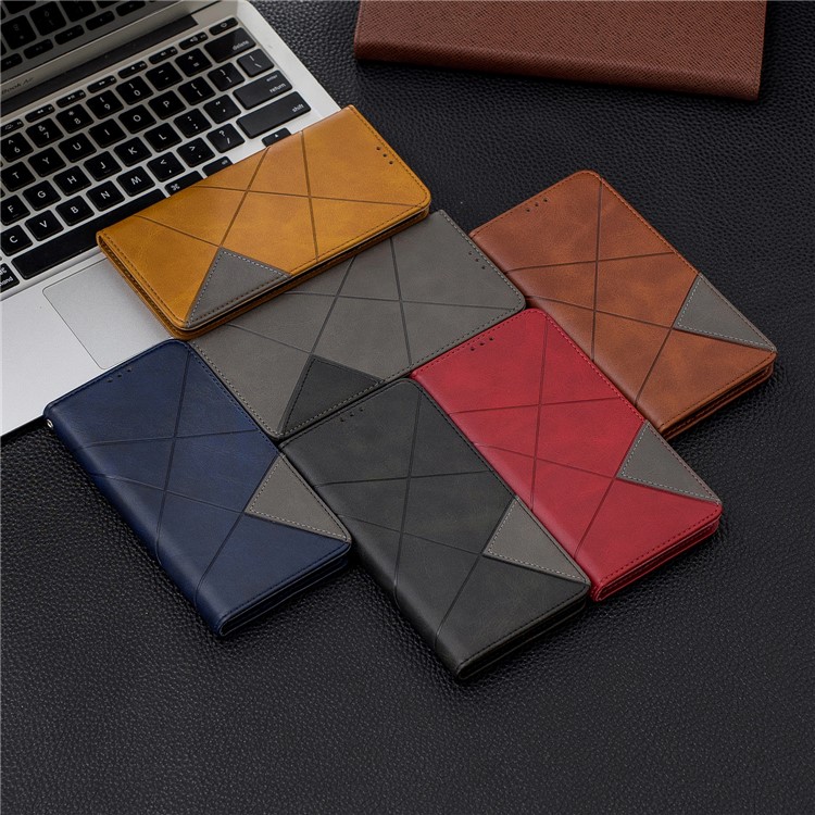 Geometric Pattern Auto-absorbed Card Holder PU Leather Phone Shell for Samsung Galaxy M10/A10 - Black-11