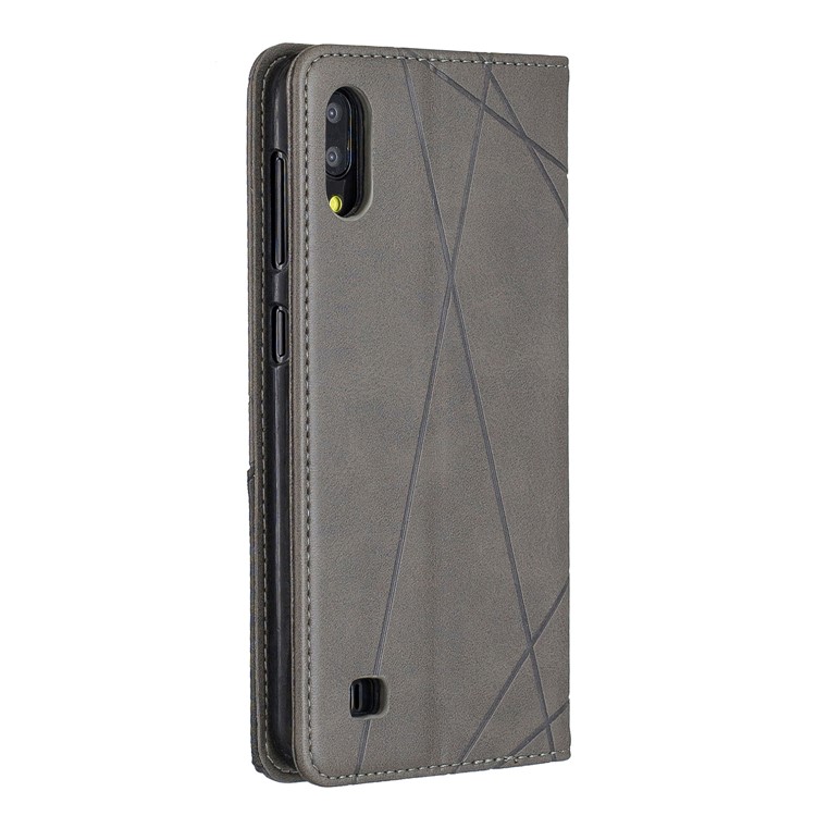 O Teste Padrão Geométrico Auto-absorveu O Suporte Do Telefone Do Couro Do Plutônio Do Escudo Para A Galáxia M10 / A10 De Samsung - Cinzento-8