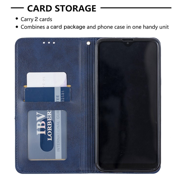 Patrón Geométrico Autoabsorbido Titular De La Tarjeta PU Cuero Carcasa Del Teléfono Para Samsung Galaxy M10 / A10 - Azul Oscuro-4