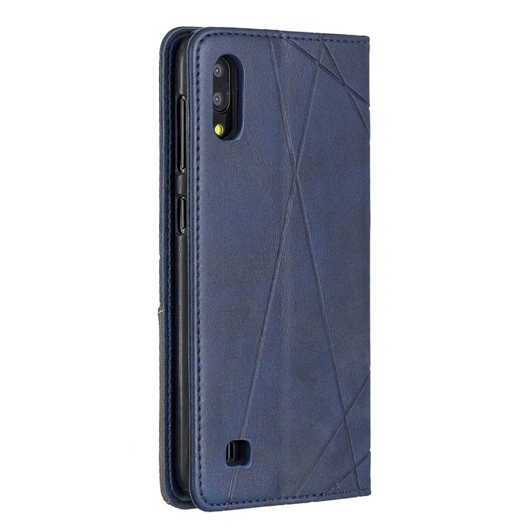 Patrón Geométrico Autoabsorbido Titular De La Tarjeta PU Cuero Carcasa Del Teléfono Para Samsung Galaxy M10 / A10 - Azul Oscuro-8