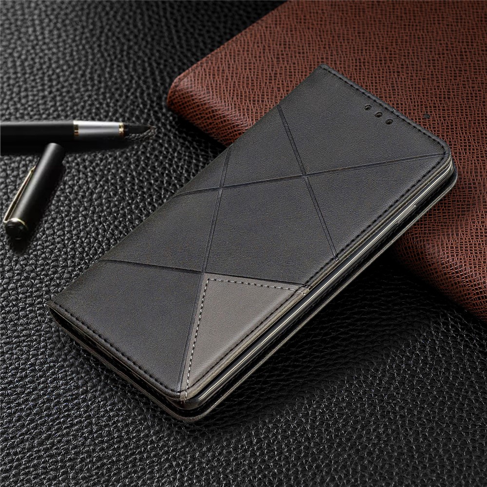 Geometrisches Muster Ledertelefongehäuse Mit Ständer Für Samsung Galaxy S10 - Schwarz-5