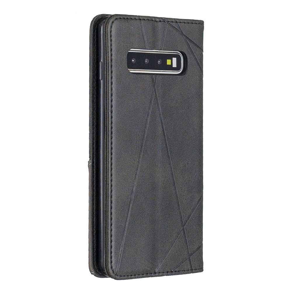 Geometrisches Muster Ledertelefongehäuse Mit Ständer Für Samsung Galaxy S10 - Schwarz-8