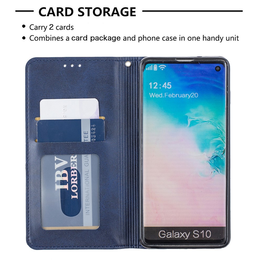 Geometric Pattern Leather Phone Casing with Stand for Samsung Galaxy S10 - Dark Blue-4