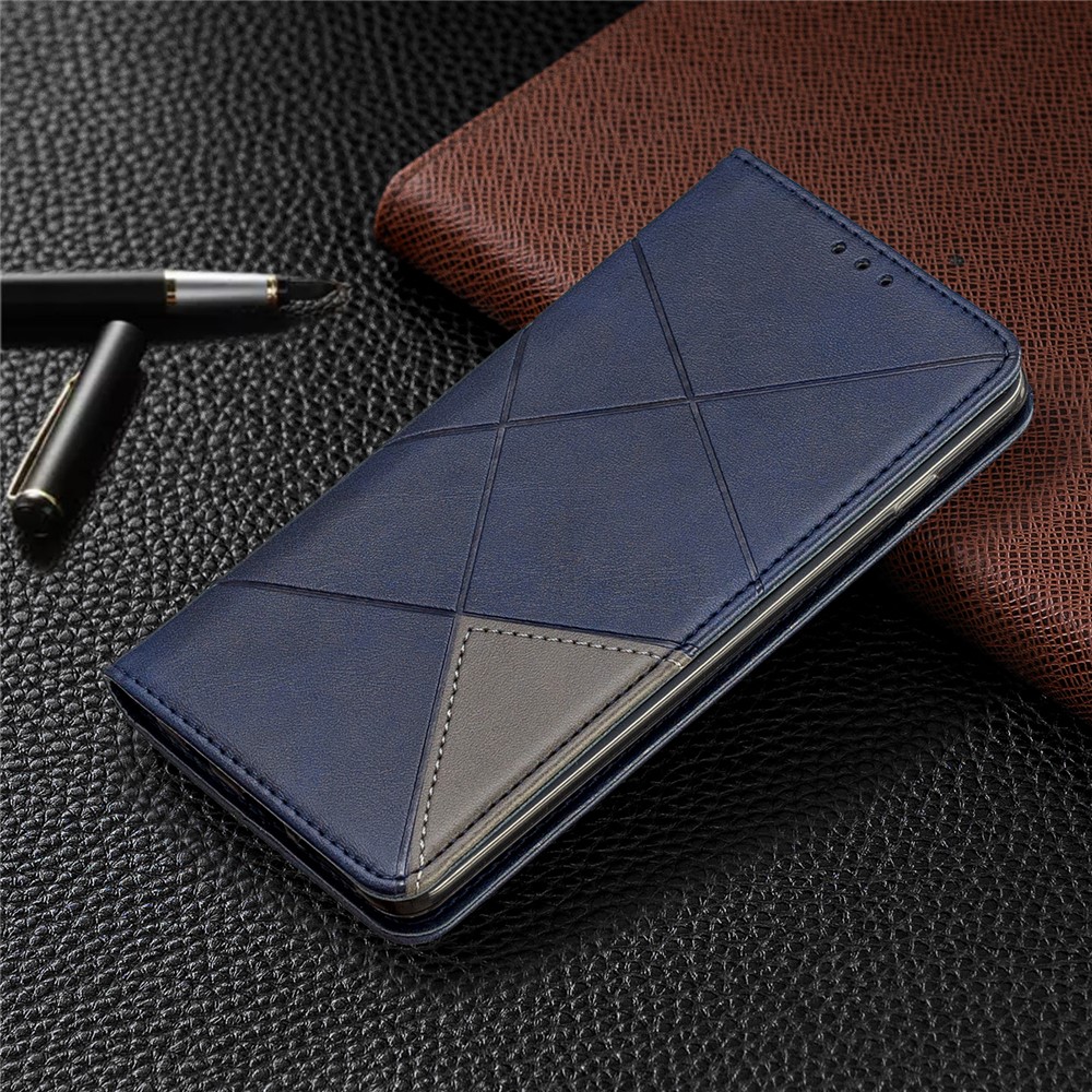 Geometric Pattern Leather Phone Casing with Stand for Samsung Galaxy S10 - Dark Blue-5