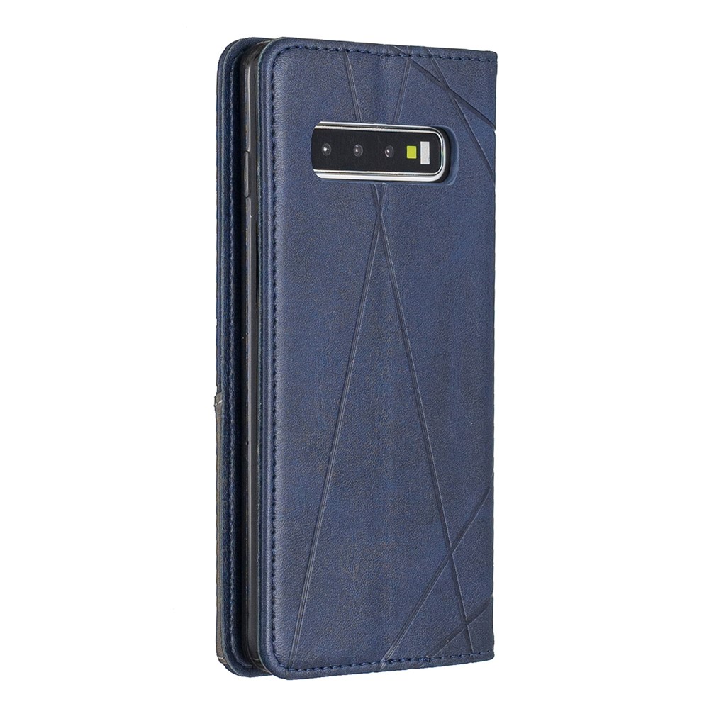 Geometric Pattern Leather Phone Casing with Stand for Samsung Galaxy S10 - Dark Blue-8