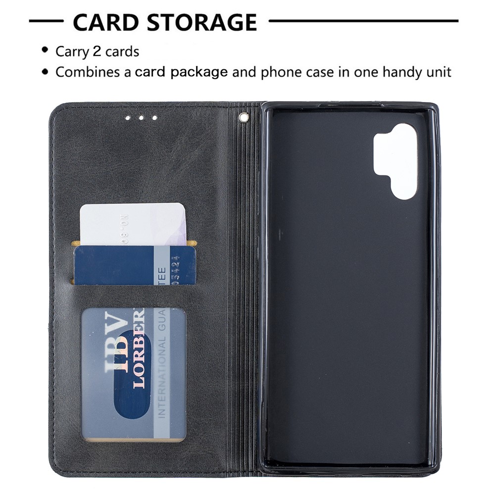 Auto-absorbiertes Leder-Handy-Ständer-Etui Mit Kartenfächern Für Samsung Galaxy Note 10 Pro - Schwarz-4