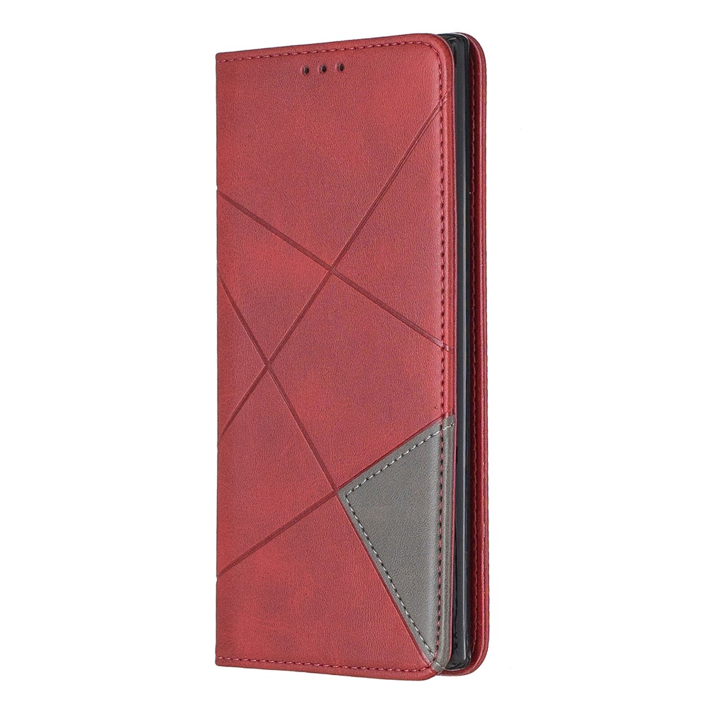 Caso De Couro Auto-absorvido Do Carrinho Do Telemóvel Com Os Entalhes De Cartão Para A Nota Da Galáxia 10 De Samsung Pro - Vermelho-7