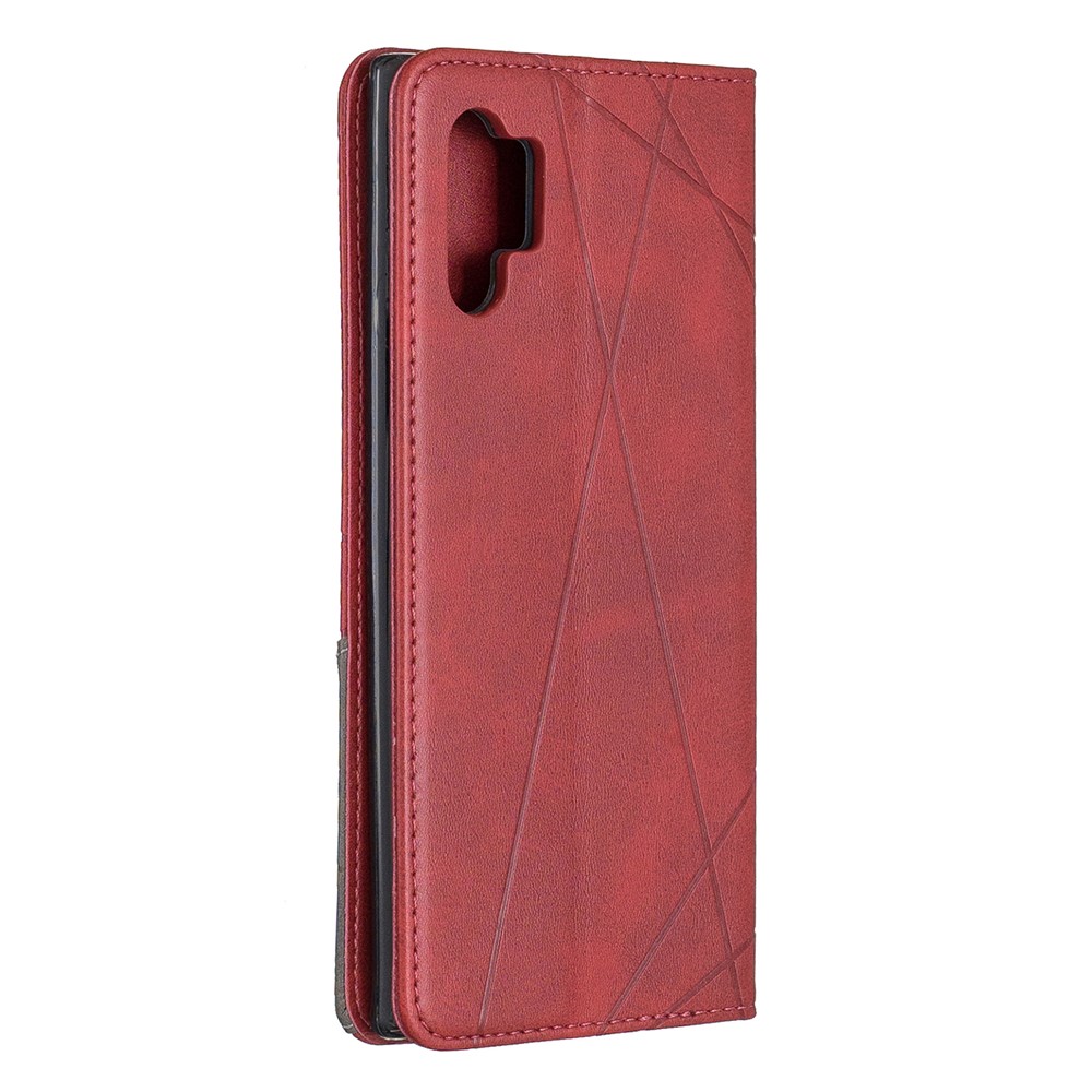 Caso De Couro Auto-absorvido Do Carrinho Do Telemóvel Com Os Entalhes De Cartão Para A Nota Da Galáxia 10 De Samsung Pro - Vermelho-8