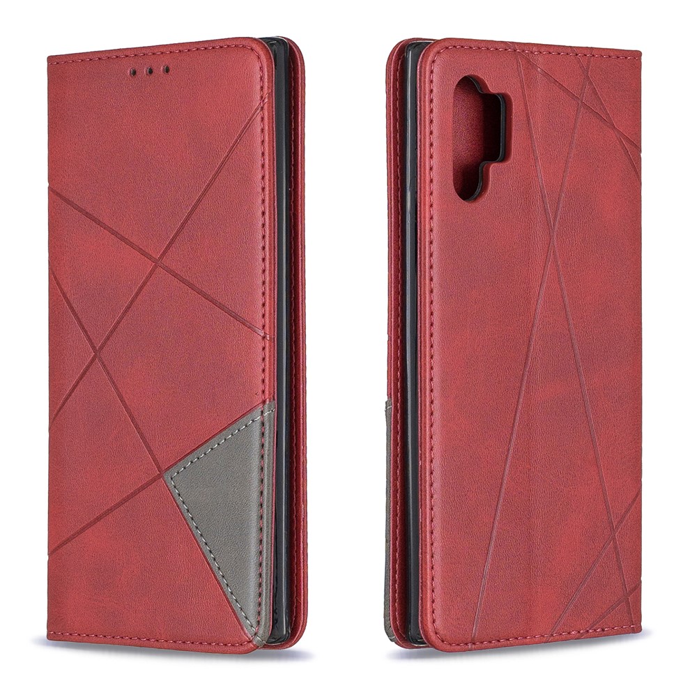 Caso De Couro Auto-absorvido Do Carrinho Do Telemóvel Com Os Entalhes De Cartão Para A Nota Da Galáxia 10 De Samsung Pro - Vermelho-9
