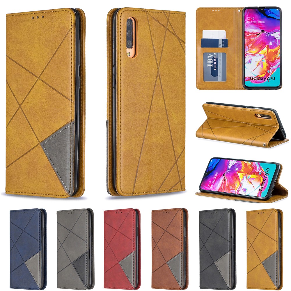 Geometric Pattern Leather Card Holder Case for Samsung Galaxy A70 - Black-10