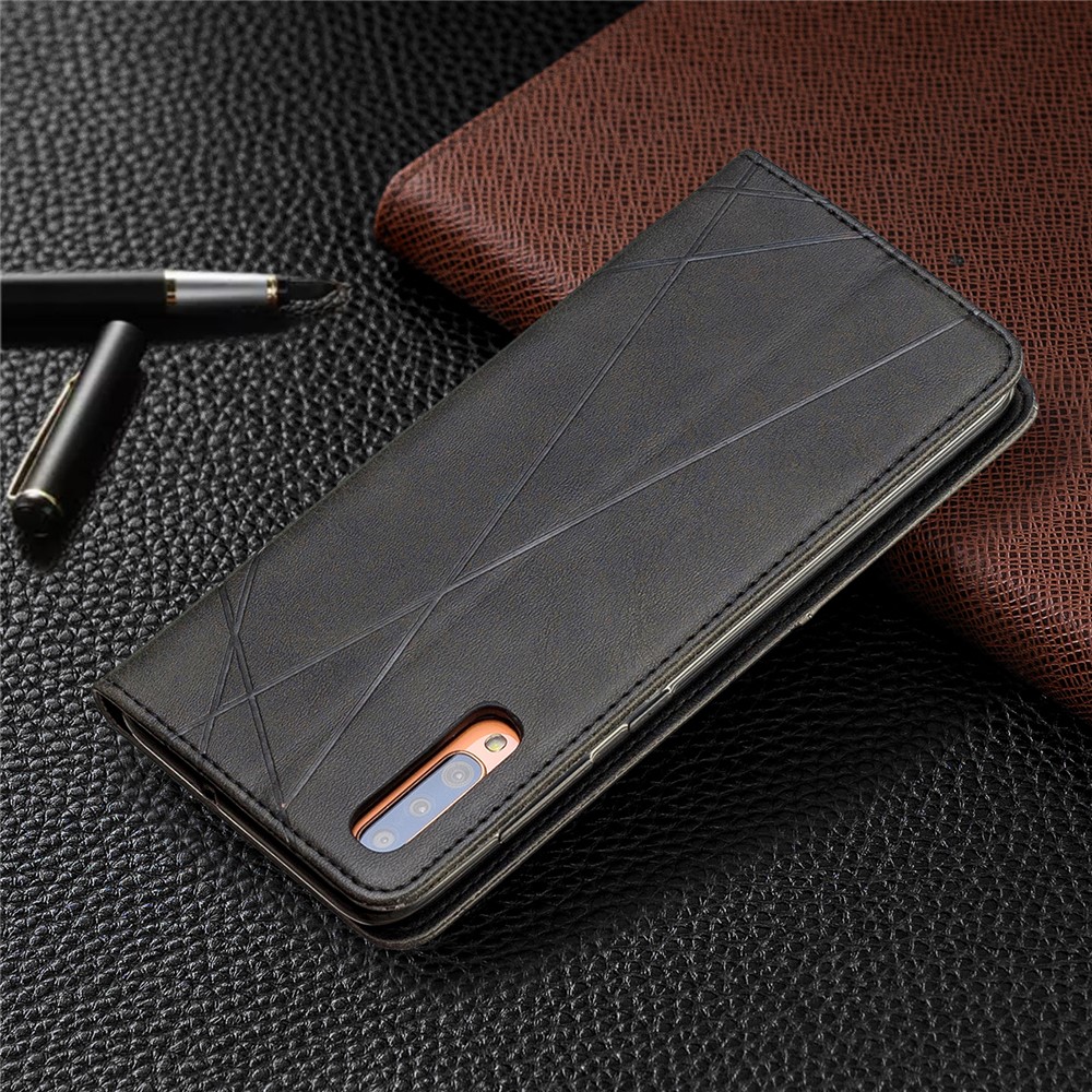 Geometric Pattern Leather Card Holder Case for Samsung Galaxy A70 - Black-6