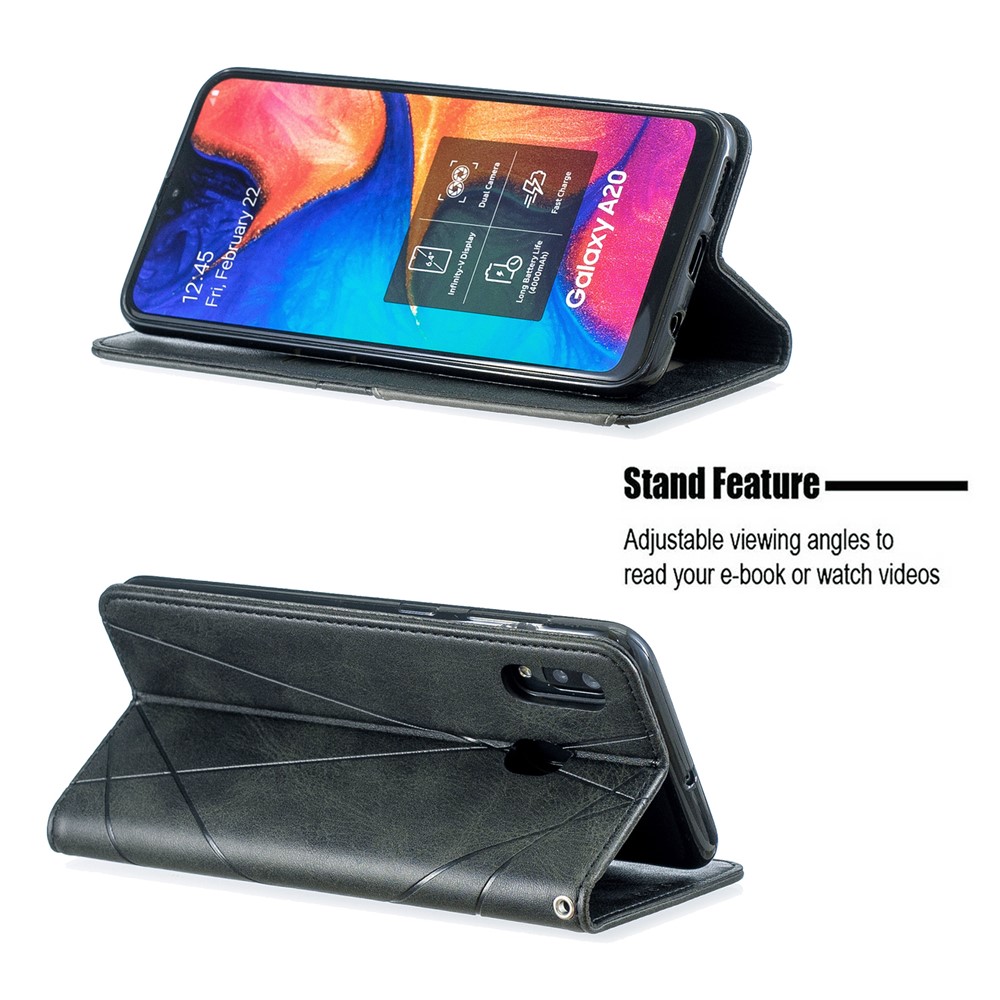 Custodia in Pelle Geometrica Con Slot di Carte Per Samsung Galaxy A20/A30 - Nero