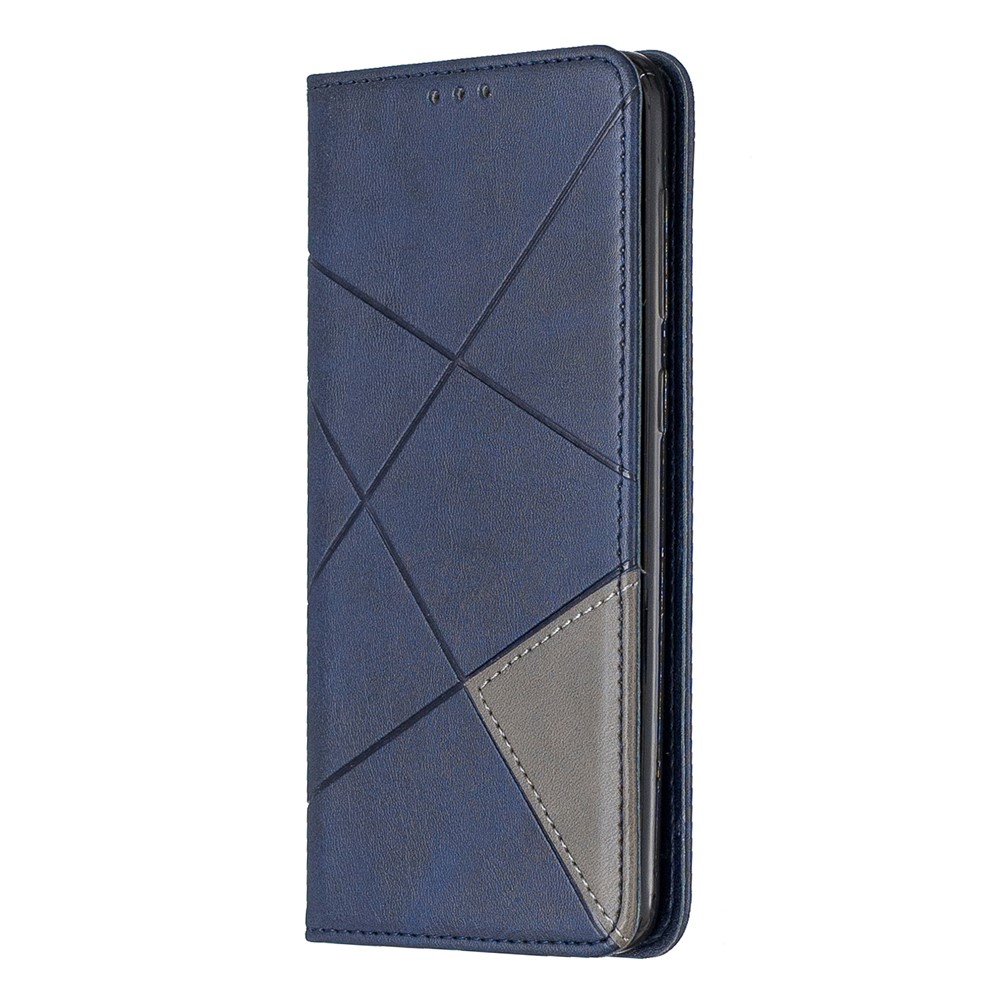 Geometric Pattern Leather Stand Case with Card Slots for Samsung Galaxy A20/A30 - Blue-7
