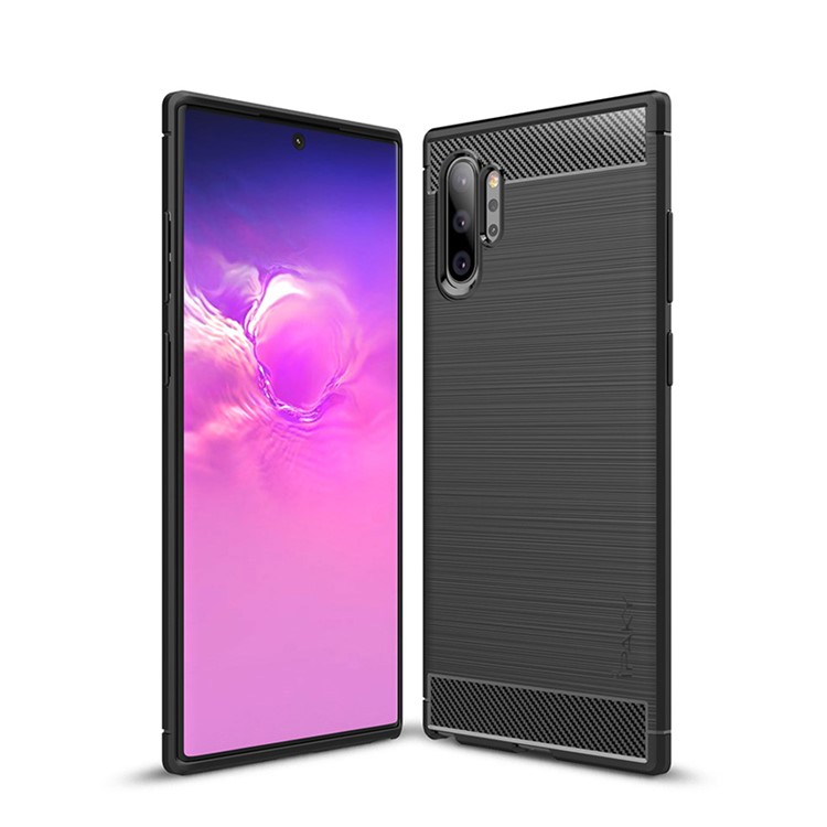

IPAKY Drop-proof Brushed TPU Cover for Samsung Galaxy Note 10 Plus/Note 10 Plus 5G with Carbon Fiber Decorated - Black, Galaxy Note 10 Plus