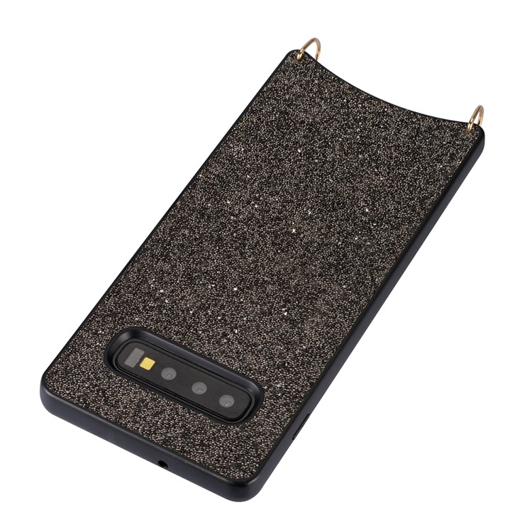 Sparkle Rhinestone Metal Lanyard TPU Phone Case Cover for Samsung Galaxy S10 - Black-3