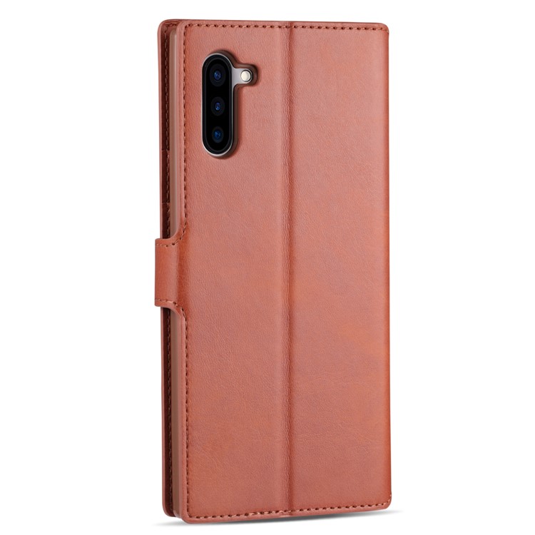 AZNS Wallet Leather Stand Phone Cover Casing Shell for Samsung Galaxy Note 10 - Brown-3